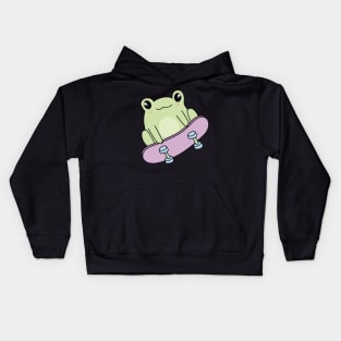 Kawaii Skateboarding Frog Kids Hoodie